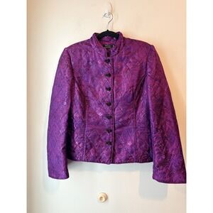 Beliza Women 10 Purple Quilted Jacket‎ Paisley Pattern Satin Asian Boho Classic